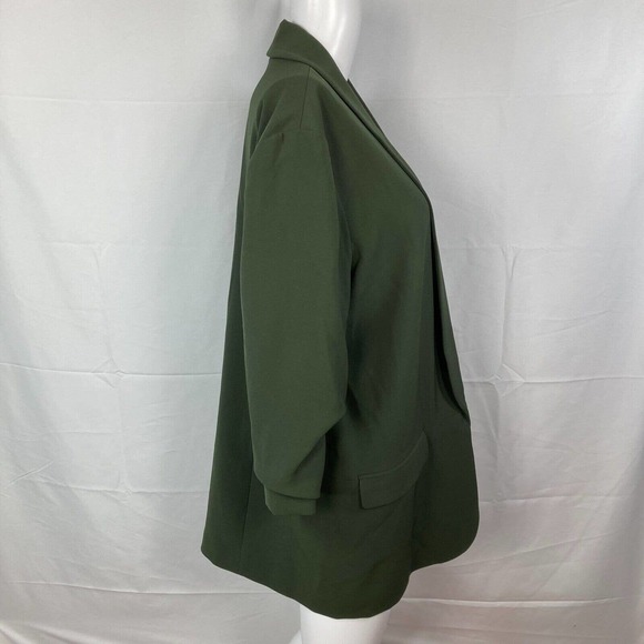 Doncaster Womens Blazer Jacket Womens Sz‎ 12 Olive Green Open Ruched Sleeve - Picture 3 of 9